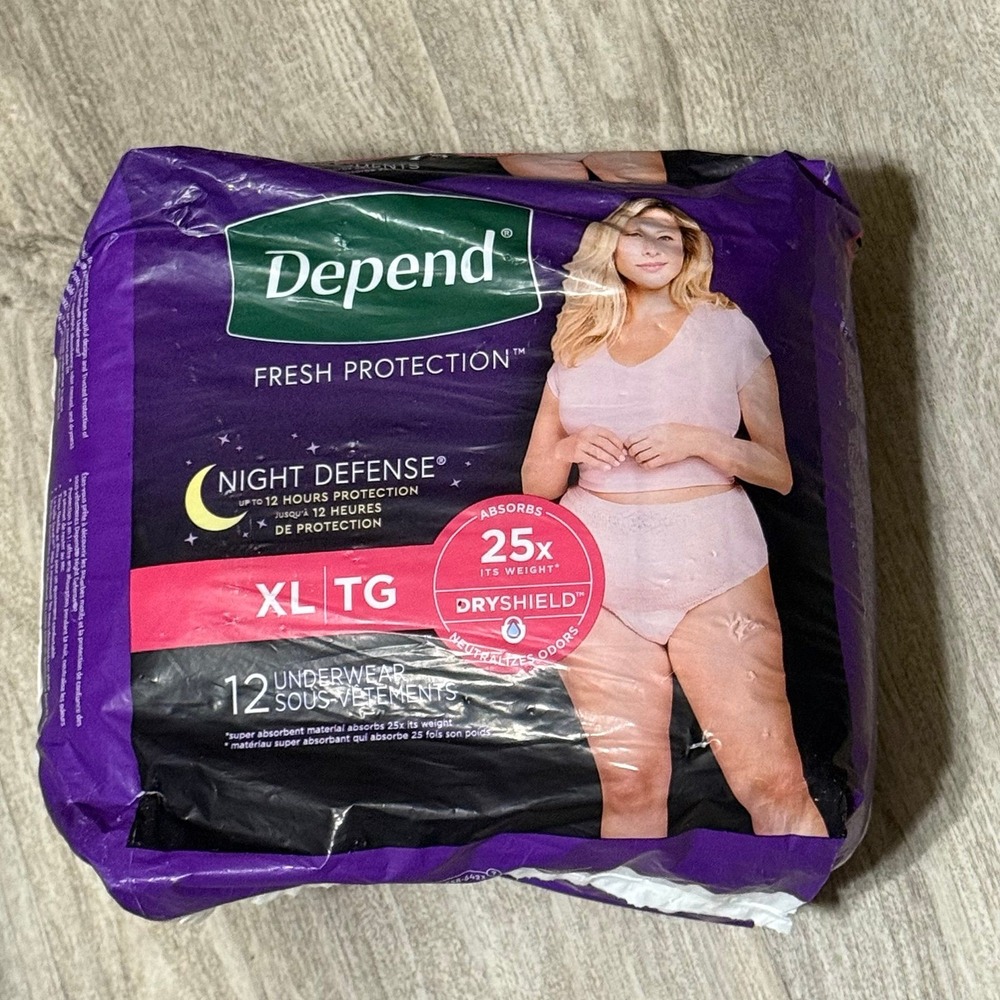 Women's depends underwear size‎ XL 12 pack Night Defense - Picture 3 of 4